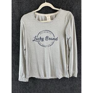Lucky Brand Women’s T-Shirt Long Sleeve Crew Neck Soft Pullover Gray Size M